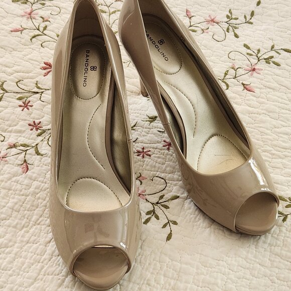 BRAND NEW BANDOLINO OPEN TOE TAUPE HIGH HEELS SIZE 9 1/2 M - Picture 15 of 15
